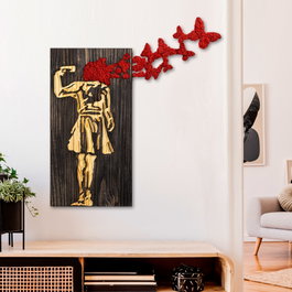Wallity Banksy - 16-1 Escultura de pared de Madera y Metal